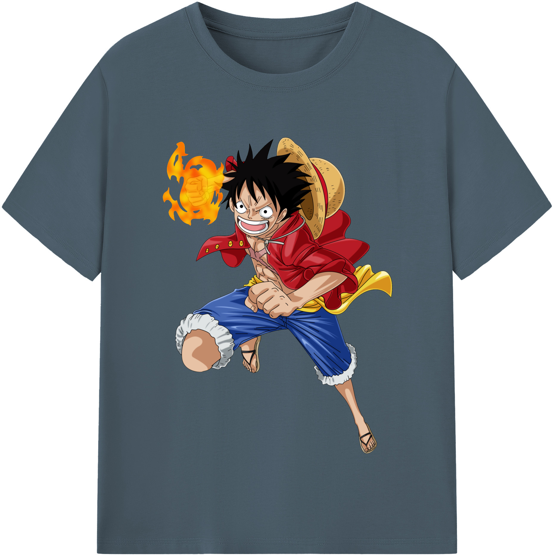 ワンピース モンキー・D・ルフィ ONE PIECE Monkey D. Luffy 綿100％半袖Tシャツ（フロントプリント）